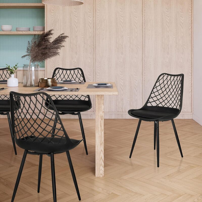 hjh LIVING BEGIO S Schalenstuhl mit Kissen wetterfest schwarz 46 cm Sitzhöhe - 4064323107163