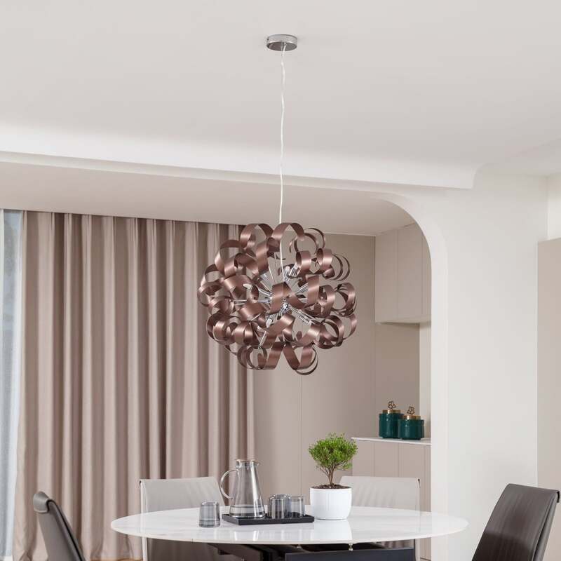Lucande Hängelampe Kaelor Ø 60 cm satin kupfer dimmbar Aluminium 12x8W G9 - 4251911775914
