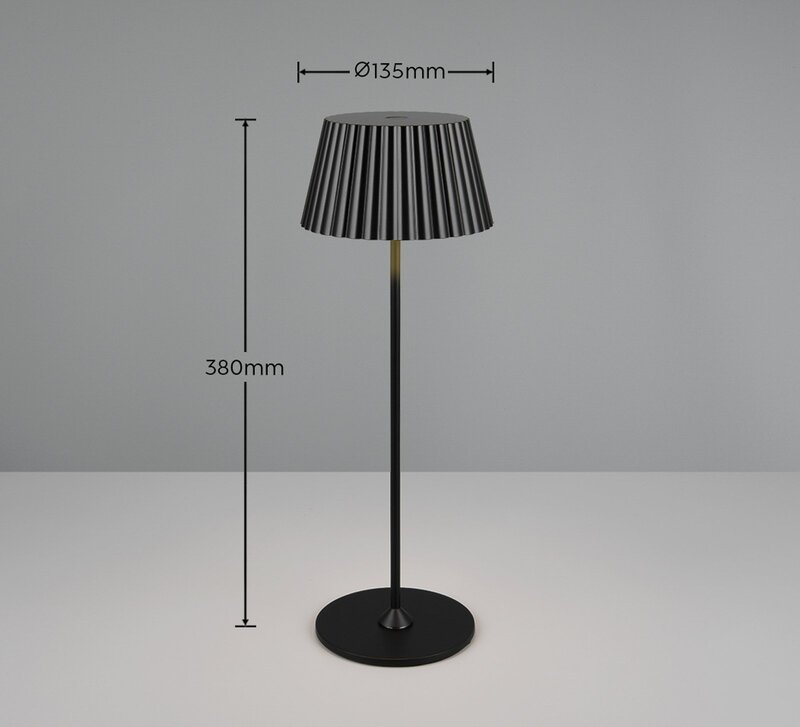 Reality Leuchten LED-Tischlampe Akkuleuchte Suarez Metall H39cm schwarz - 4017807601718