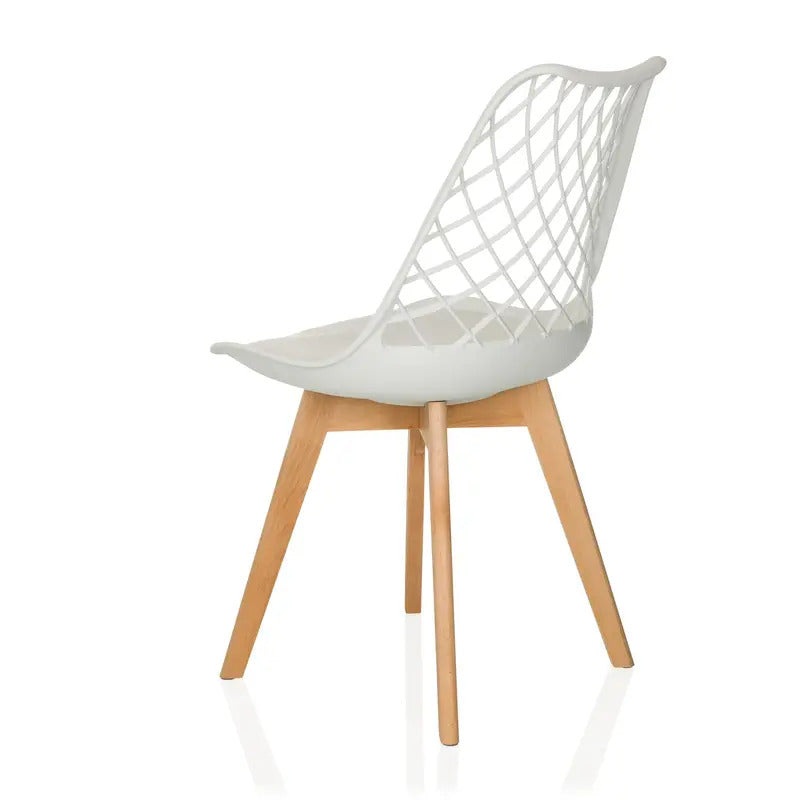 hjh LIVING Schalenstuhl Stuhl Esszimmerstuhl weiß Kunststoff Massivholz - 4064323107170