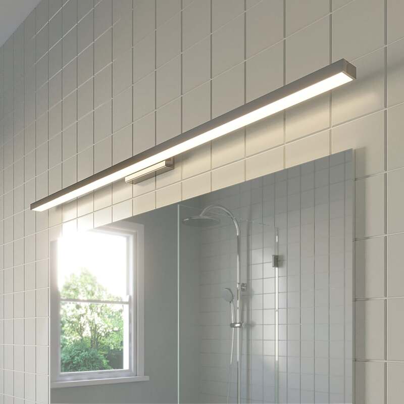 Lindby Wandleuchte Alenia LED Wandlampe Badleuchte chrom 120cm 3000K IP44 weiß - 4251096580617