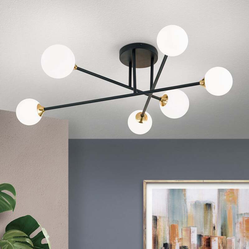 Orion Deckenlampe Snowwhite 6-flammig LED Lampe dimmbar schwarz Ø84cm - 9003090271399