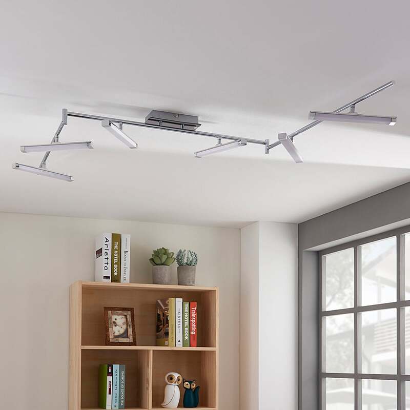 Lindby Deckenleuchte Deckenlampe LED Pilou dimmbar chrom sechsflammig modern - 4251096546897