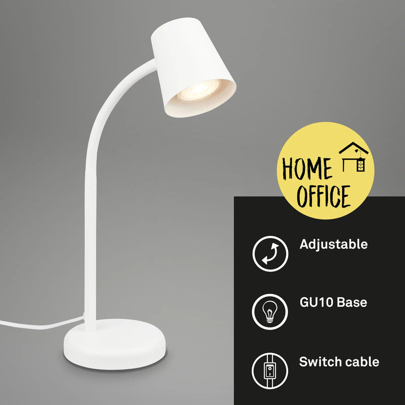 Briloner Tischleuchte Skriva LED Lampe Leuchte Metall weiß 38,5cm Höhe 24,5cm - 4002707444718