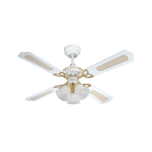 B-Ware Westinghouse Deckenventilator Princess Trio Rattan Ø105cm weiß leise E14 Licht