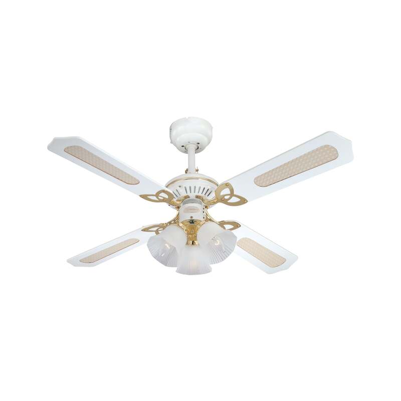 Westinghouse Deckenventilator Princess Trio Rattan Ø105cm weiß leise E14 Licht - 4895105600400