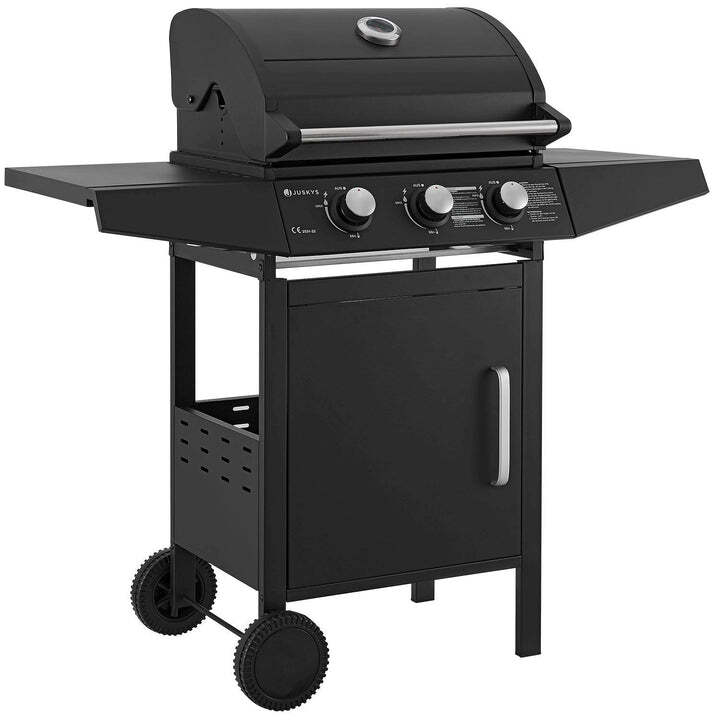 BBQ Gasgrill Louisiana Grillwagen mit 3 Brennern und Abdeckplane schwarz - 4260565523116