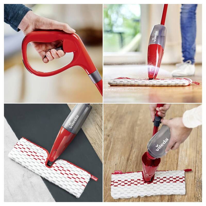 Vileda Bodenwischer Wischmopp 1·2·SPRAYmax Reinigung Mopp Sprühwischer weiß rot - 4023103222755