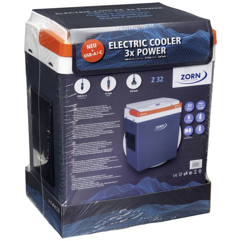 ZORN Kühlbox Z 32 LNE 30L mit Heizfunktion USB-A/-C und Tasche Weiß/Schwarz - 4251702501173
