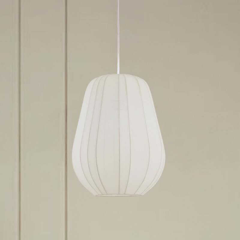 Lindby Hängeleuchte Helin weiß Ø 30 cm dimmbar E27 Stoff 150 cm Abhängung - 4251911793796