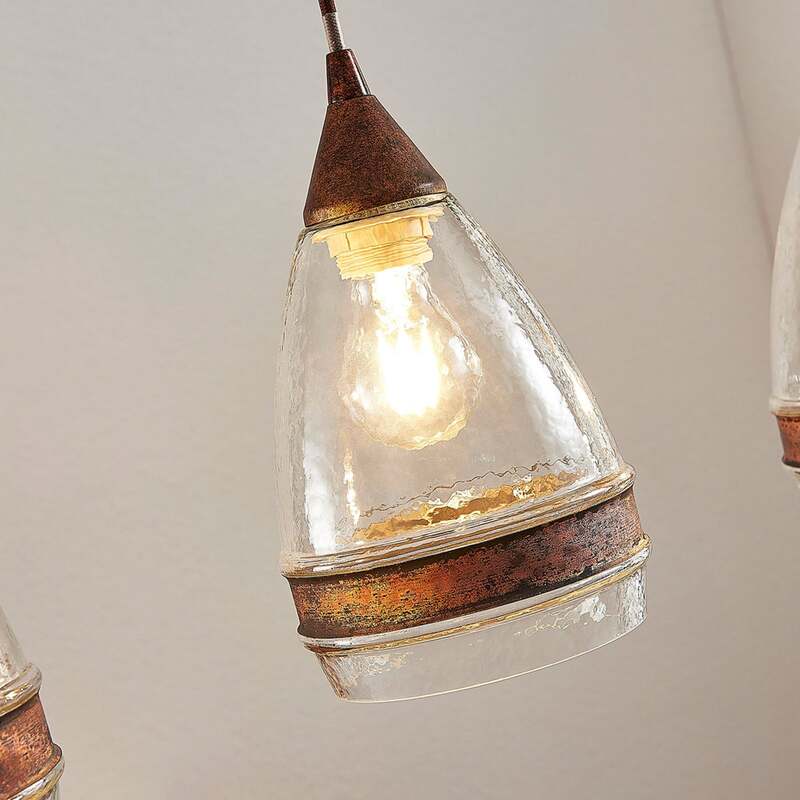 Lindby Pendelleuchte Hängeleuchte Millina LED Lampe dimmbar rostbraun 70cm 3-flg - 4251096551570