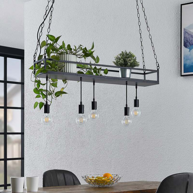 Lindby Hängelampe Hängeleuchte Kirista LED Pendelleuchte dimmbar schwarz 100cm - 4251911734829