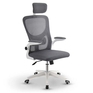 B-Ware Ergonomischer Bürostuhl Baltimore höhenverstellbar Kopf- und Lendenstütze Grau