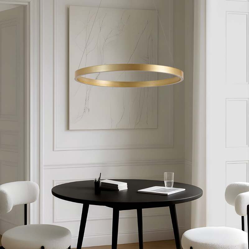 Lucande Pendelleuchte Hängeleuchte LED Lampe gold Metall Beleuchtung 80 cm - 4255830904097
