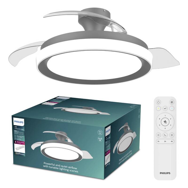 Philips LED Deckenventilator 28W Fernbedienung Dimmbar schwarz 170m³/h 3 Flügel - 8721103096043