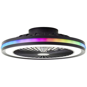 B-Ware Brilliant LED Deckenleuchte Lampe Schwarz Rund Ventilator Fernbedienung Palmero