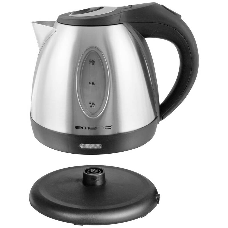 EMERIO WK-108079 Wasserkocher schnurlos 1,2 l Edelstahl Schwarz 1500 W - 7333282010317