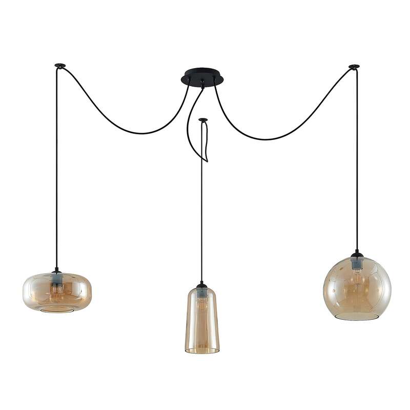Lucande Pendelleuchte Hängeleuchte Zyli LED dimmbar 3-flammig schwarz amber - 4251911701722