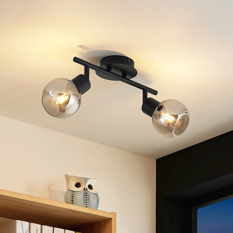 Lindby Deckenstrahler Eridia LED dimmbar schwarz rauchgrau 2-flammig 940 Lumen - 4251911728330