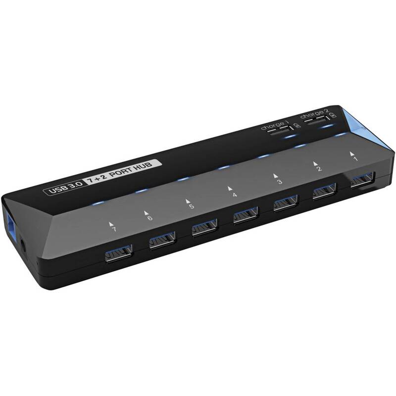 Renkforce USB-Hub 7 Port USB 3.0 5 GBit/s Schnellladeport schwarz extern - 4016138934120