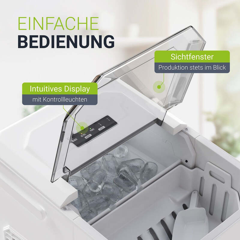 Eiswürfelmaschine IceOracle Selbstreinigung 2 Größen 12kg pro Tag Weiß - 4262437182179