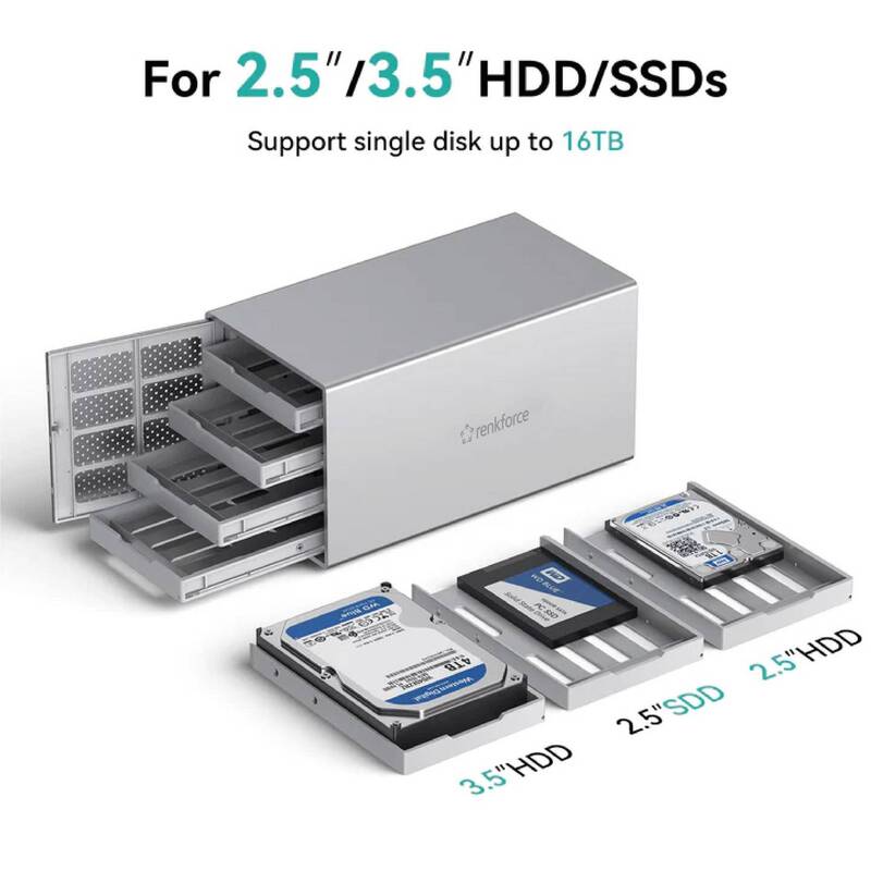 Renkforce RF-5587610 SATA-Festplatten-Gehäuse Anzahl Festplatteneinschübe: 4 Bay - 4064161246826