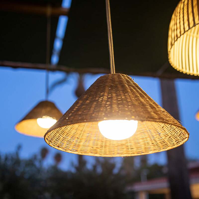 Newgarden Calobra LED-Pendellampe Akku Holz 18cm dimmbar IP54 Fernbedienung - 8435578501161