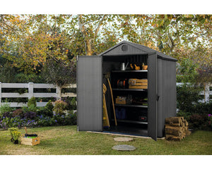 B-Ware KETER Gartenhaus Darwin 6x4 mit Doppeltür inkl. Fußboden 183 x 121,5 cm grau