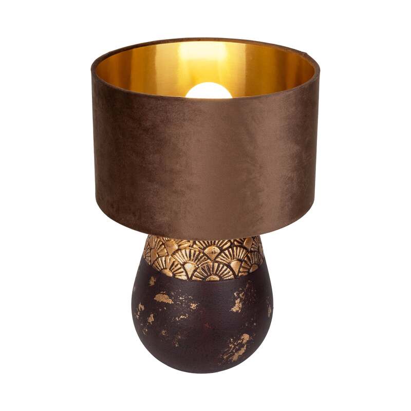Näve Tischleuchte Tischlampe Bronco Keramik Kunstleder braun E27 LED Höhe 39 cm - 4003222892503