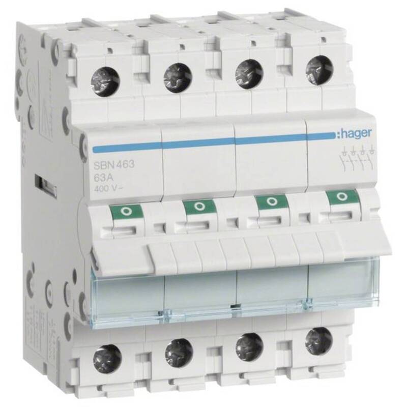Hager Ausschalter Schalter SBN463 Stromschalter 4 Schließer 63A 400V AC 3 STÜCK - 3250615510235