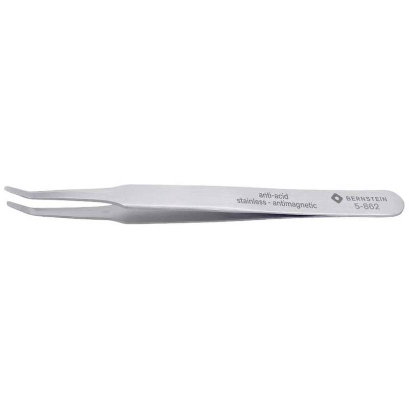 Bernstein Universalpinzette SMD Edelstahl Flach rund gebogen 30° 125 mm 5 STÜCK - 4250838526982