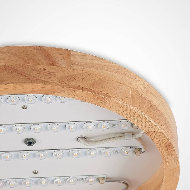 Lindby Deckenleuchte Holz/Weiß Milada LED Lampe dimmbar CCT Fernbedienung 40cm - 4251096589948
