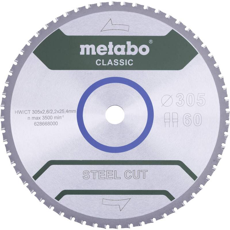 Metabo Kreissägeblatt STEEL CUT CLASSIC 305mm 60 Zähne 25.4mm 2.2mm 1 Stück - 4061792174566