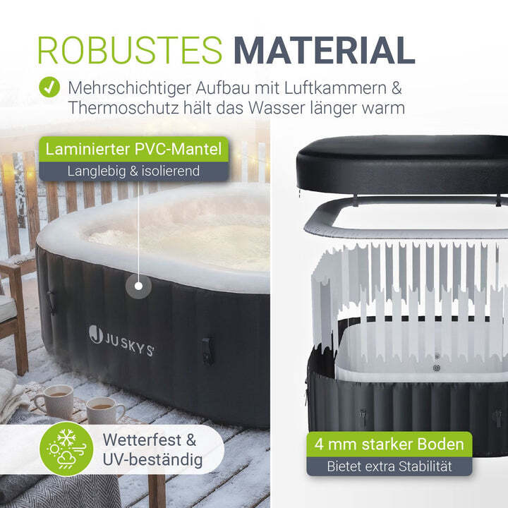Whirlpool aufblasbar SpaLuxe für 4-6 Personen Garten Terrasse schwarz weiß 910l - 4262437187648