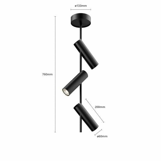 Sigma Lighting Deckenspot Deckenlampe Lampe Leuchte Strahler 3-fl. Leda schwarz - 5902846819837