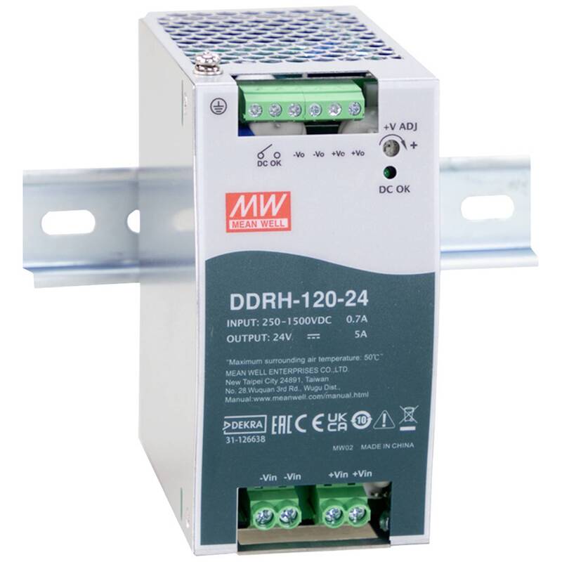 Mean Well DC/DC Wandler DDRH-120-12 100.8W Hutschienenwandler 250-1500V 12V 1 - 4021087089906
