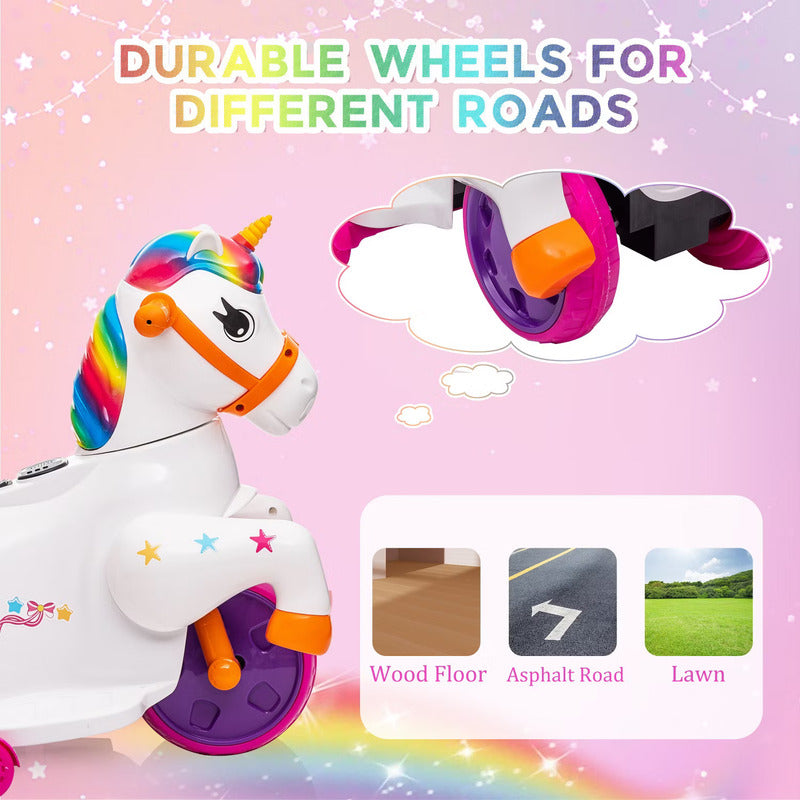 Sandinrayli Kinderfahrzeug Kinderauto Elektrofahrzeug Einhorn Kunststoff Musik - 6974129112194