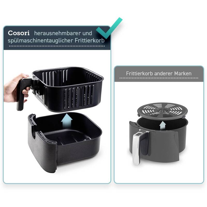 Cosori Heißluft-Fritteuse Airfryer App steuerbar Schwarz Smart Touchdisplay 5,5L - 0810043370066