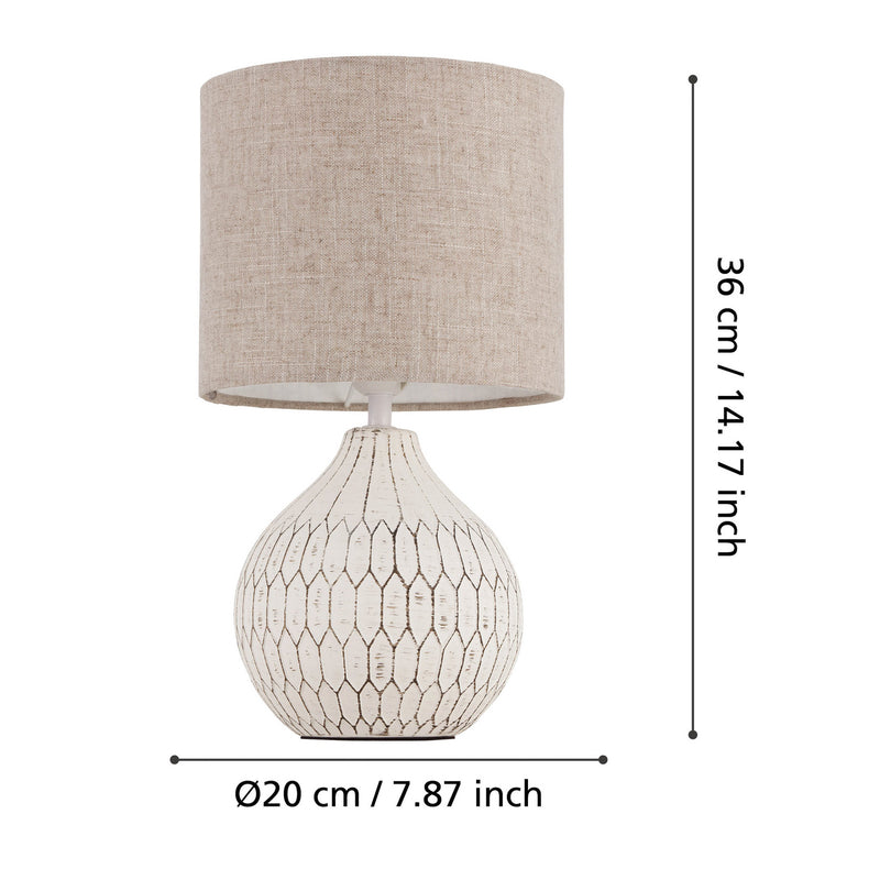 Eglo Tischleuchte Lampe Bellariva LED Tischlampe Leuchte weiß hellbraun 36cm - 9002759993320