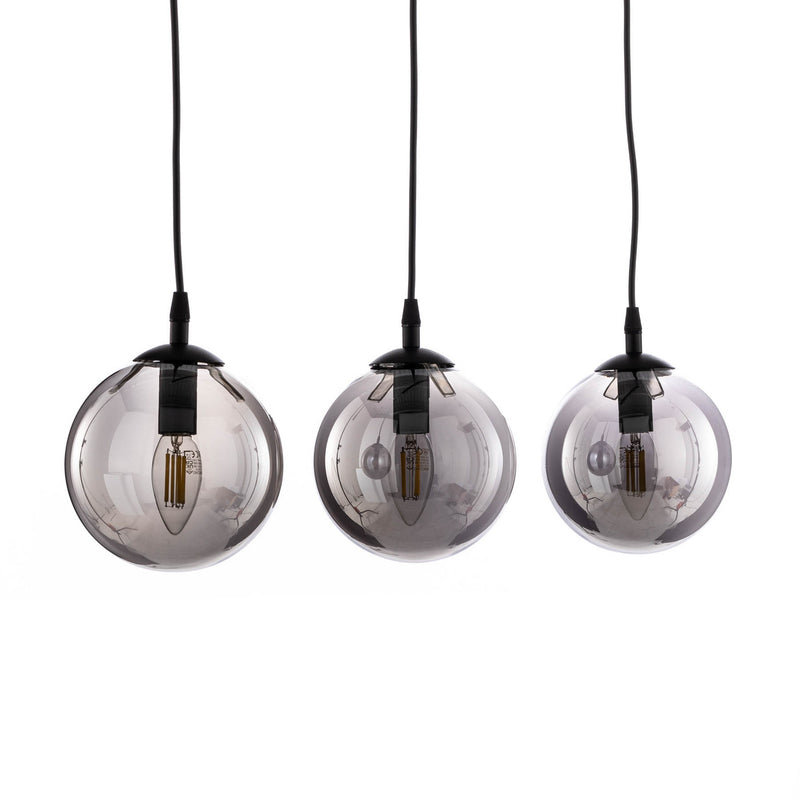 EMIBIG Hängeleuchte Glassy 3-flg gerade schwarz grafit Glas Deckenlampe Leuchte - 5901738919020