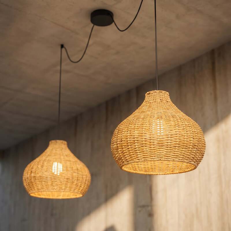 Lucande Außenlampe Gartenleuchte Taniola LED Hängelampe dimmbar beige Rattan - 4251911798722