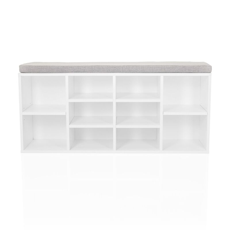 hjh LIVING Schuhschrank Schuhregal ESTHA 10 Weiß Aufbewahrung Sitzbank - 4064323106487