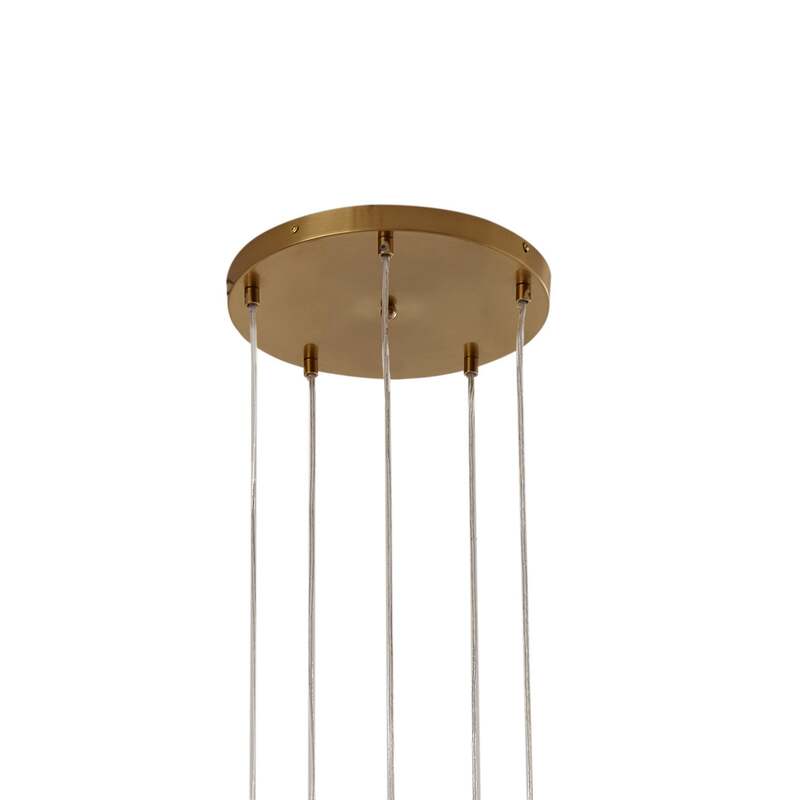 Lindby Hängelampe Piatra Ø45cm 5-flg amber/messing Glas dimmbar IP20 - 4251911796537
