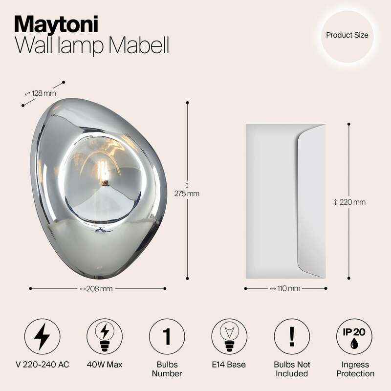 Maytoni Wandleuchte Mabell chromfarbene Designer Lampe dimmbar 40W E14 - 4251110032498