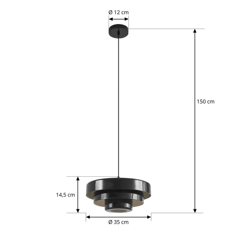 Lindby Hängeleuchte Pendelleuchte Tivra Deckenlampe Ø 35 cm E27 schwarz Metall - 4255830903564