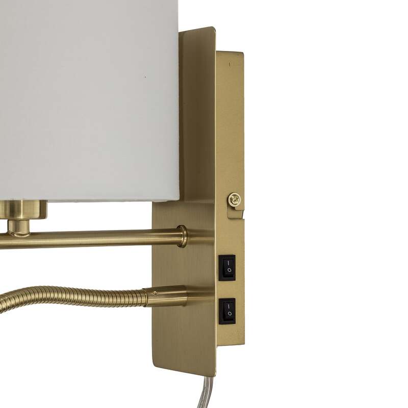 Lindby Wandlampe Leselampe Florens LED Wandleuchte Lampe messing weiß 18x24cm - 4251096521337