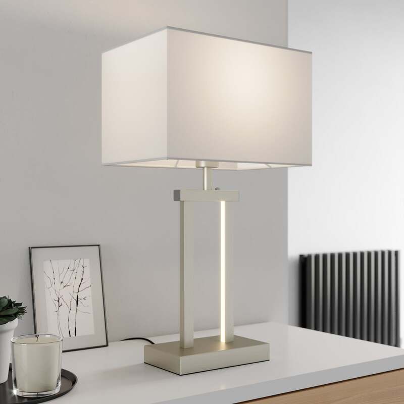 Lindby Tischleuchte Lampe Sigurd LED dimmbar Stoffschirm weiß Höhe 54cm E27 - 4251096560275
