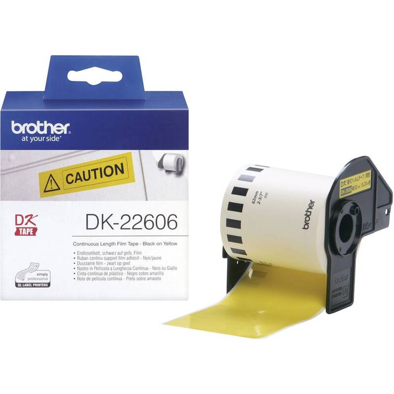 Brother Universal Etiketten Rollenetiketten Folie Gelb permanent 62mmx15.24m - 4977766628228