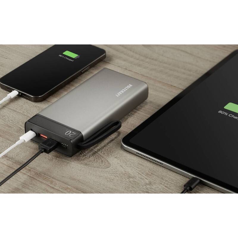 VOLTCRAFT Powerbank 20.000mAh Akku Ladegerät Zusatzakku tragbar USB-C schwarz - 4064161219240