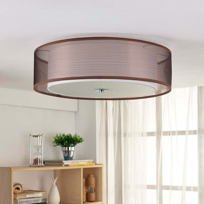 Lindby Deckenlampe Deckenleuchte Tobia LED Lampe dimmbar braun Ø50cm 3-flammig - 4251096530414